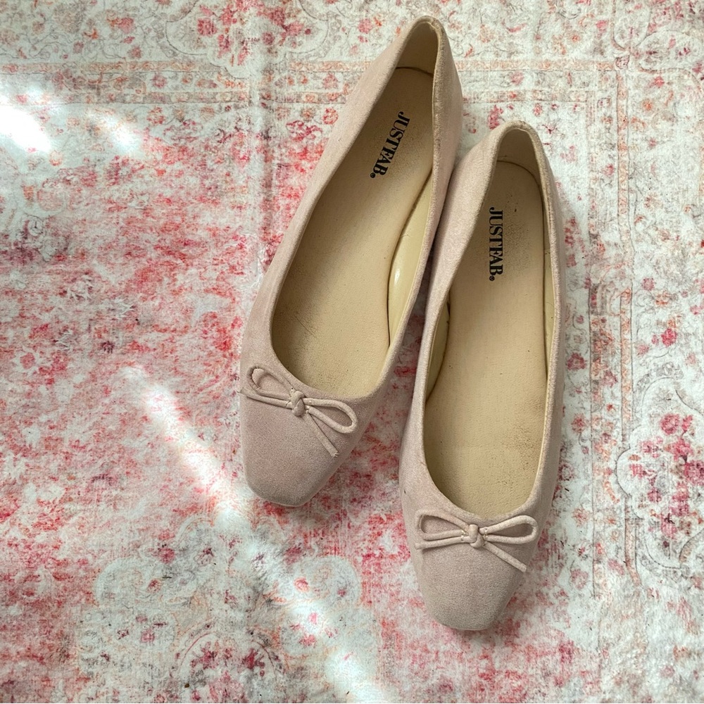 Blush Faux Suede Bow Ballet Flats